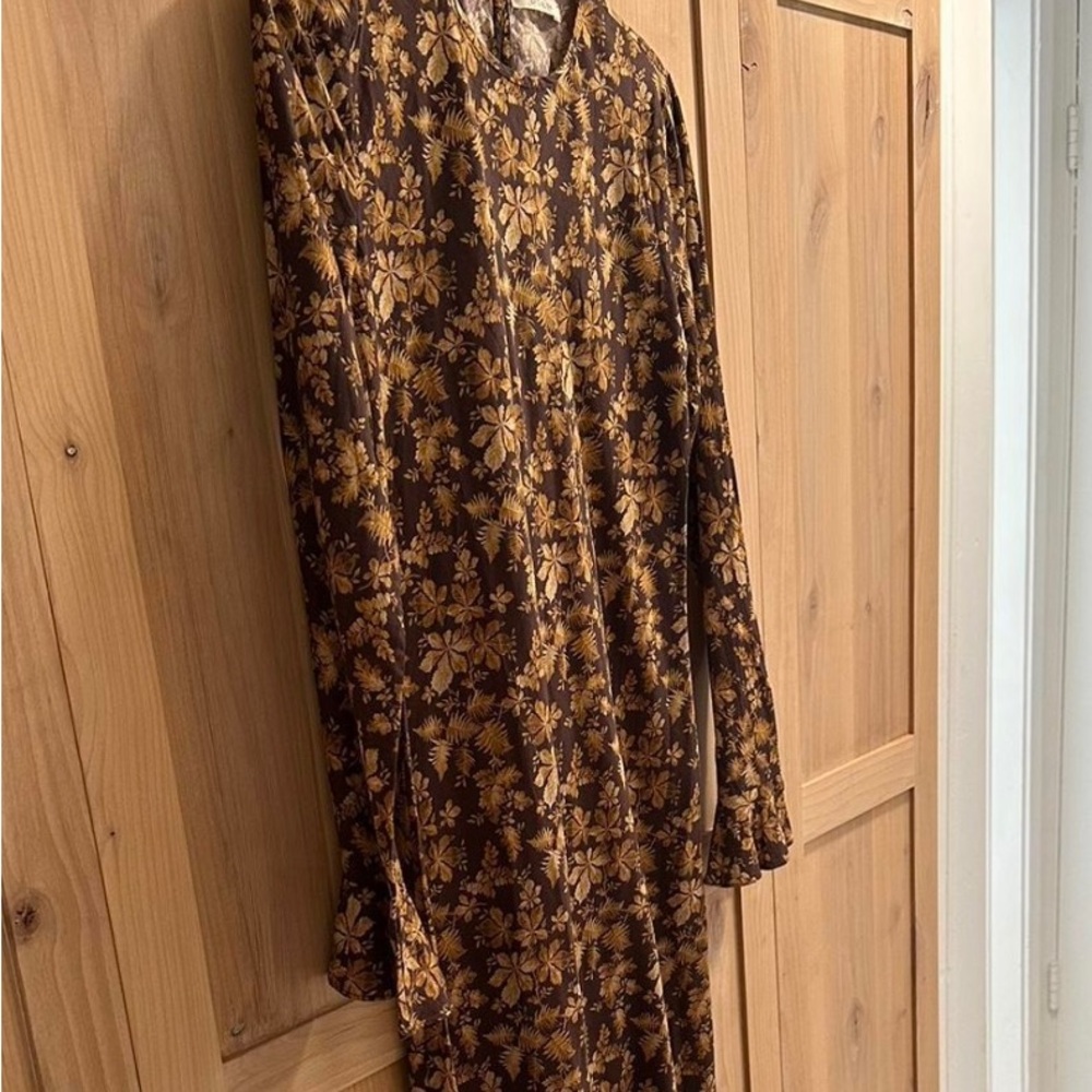 Floral Brown Long Sleeve Dress